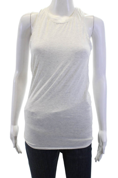 Lululemon Women White Tie Crew Neck Sleeveless Basic Tank Nylon Blend Size S