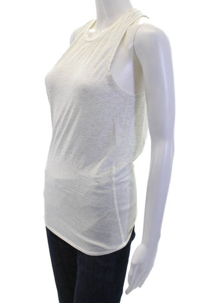 Lululemon Women White Tie Crew Neck Sleeveless Basic Tank Nylon Blend Size S