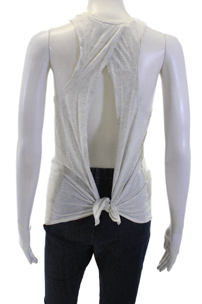 Lululemon Women White Tie Crew Neck Sleeveless Basic Tank Nylon Blend Size S