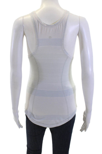 Lululemon Women White Striped Nylon Blend Round Neck Sleeveless Tank Size S