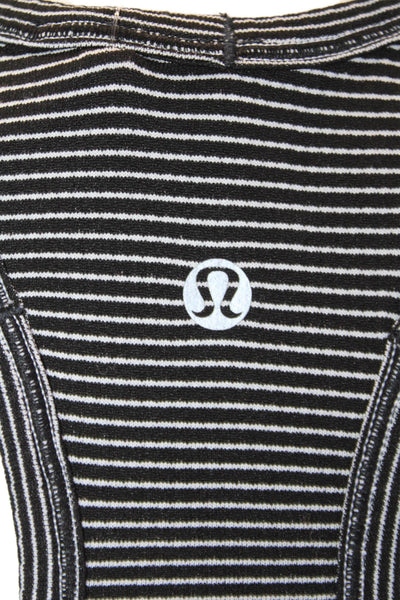 Lululemon Women Black Striped Basic Tank Sleeveless Round Neck Size S