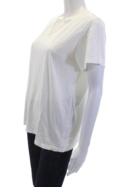 Bombas, Women Basic White Pima Cotton V-Neck T-Shirt Short Sleeve Size S