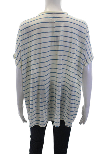 Rag & Bone Women Tunic T-Shirt White Striped V-Neck Short Sleeve Size S