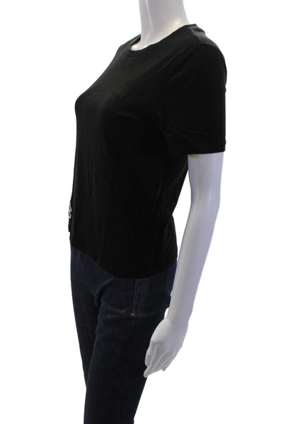 Lacoste Women Black Basic T-Shirt Short Sleeve Crew Neck Size 38