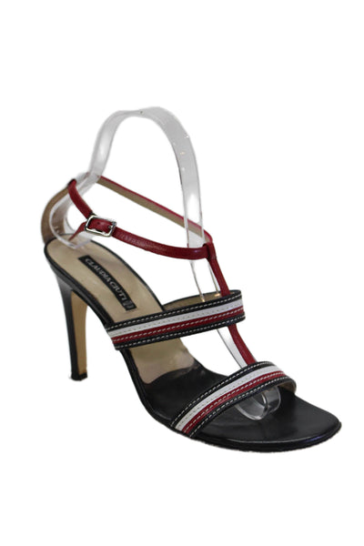 Claudia Ciuti Womens Leather Strappy High Heels Shoes Black Red Size 7M