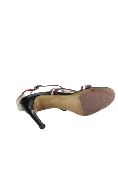 Claudia Ciuti Womens Leather Strappy High Heels Shoes Black Red Size 7M