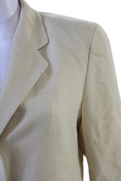 Luciano Barbera Womens Wool Button Up Suit Jacket Beige Size 42