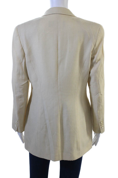 Luciano Barbera Womens Wool Button Up Suit Jacket Beige Size 42