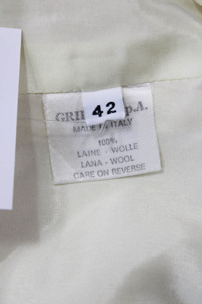 Luciano Barbera Womens Wool Button Up Suit Jacket Beige Size 42