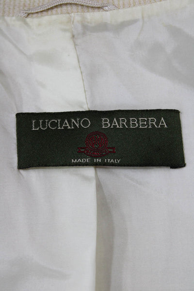 Luciano Barbera Womens Wool Button Up Suit Jacket Beige Size 42