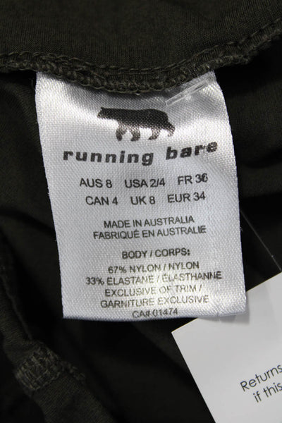 Running Bare Women's Midrise Full Length Athletic Legging Green Size 2/4