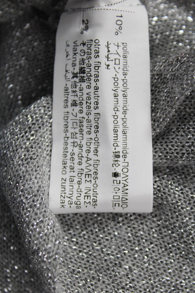 Zara Women Cropped Long Sleeve Top Gray 100% Cotton Crew Neck 80s Size M