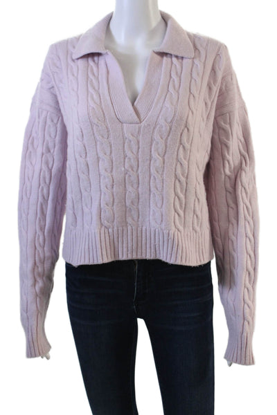 Sunday Best Women's V-Neck Cable-Knit Long Sleeves Sweater Purple Size M