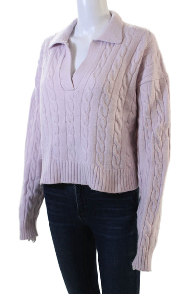 Sunday Best Women's V-Neck Cable-Knit Long Sleeves Sweater Purple Size M