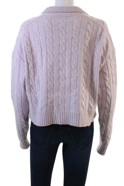 Sunday Best Women's V-Neck Cable-Knit Long Sleeves Sweater Purple Size M
