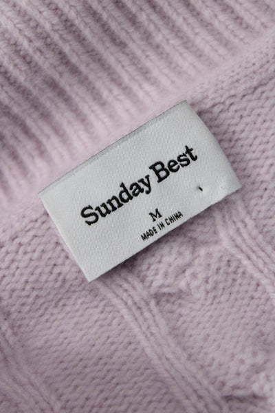 Sunday Best Women's V-Neck Cable-Knit Long Sleeves Sweater Purple Size M