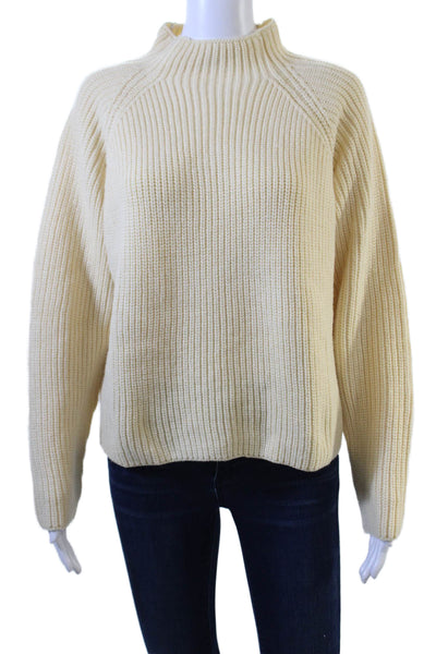 Zara Women's Mock Neck Long Sleeves Pullover Knit Sweater Yellow Size M