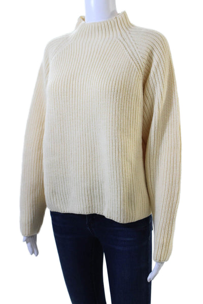 Zara Women's Mock Neck Long Sleeves Pullover Knit Sweater Yellow Size M