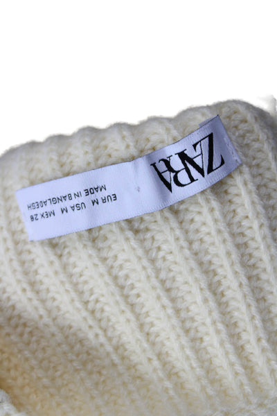 Zara Women's Mock Neck Long Sleeves Pullover Knit Sweater Yellow Size M