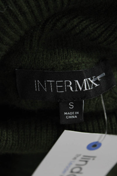 Intermix Women's Turtleneck Cold Shoulder Cable-Knit Sweater Green Size S