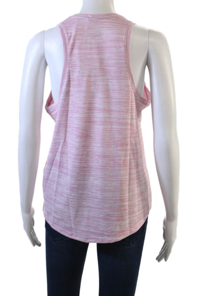 Nike Women Striped Jersey Tank Pink Round Neck Polyester Size M