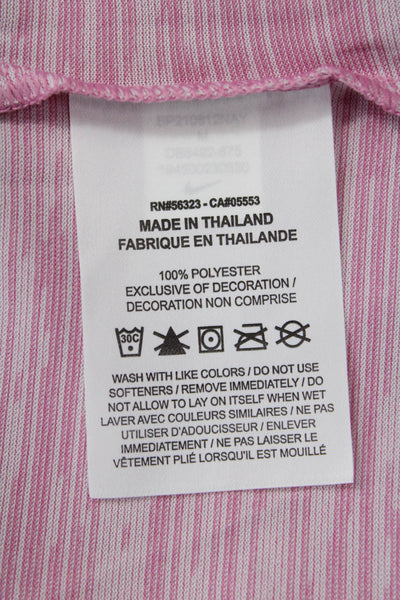 Nike Women Striped Jersey Tank Pink Round Neck Polyester Size M