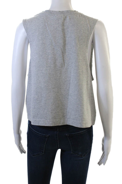PE Nation Women Cropped Gray Graphic Tank 100% Cotton Crewneck Sports Size L