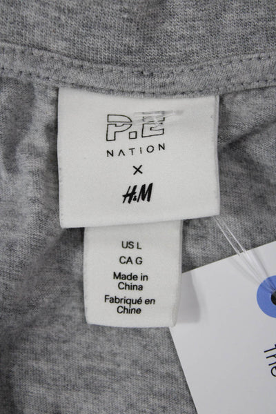 PE Nation Women Cropped Gray Graphic Tank 100% Cotton Crewneck Sports Size L