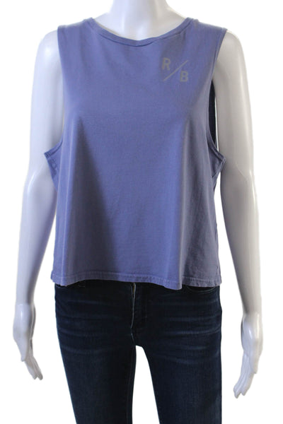 Running Bare Women Cropped Tank Purple Crewneck Cotton Solid Size 12