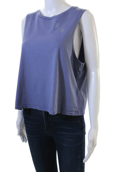 Running Bare Women Cropped Tank Purple Crewneck Cotton Solid Size 12
