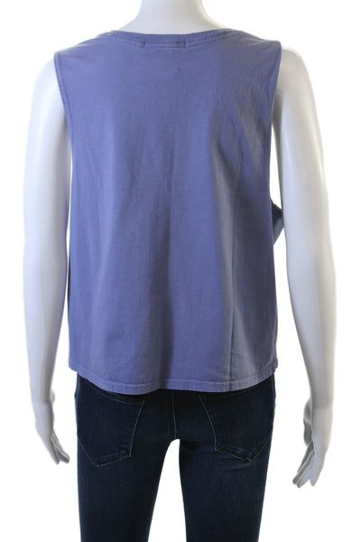 Running Bare Women Cropped Tank Purple Crewneck Cotton Solid Size 12