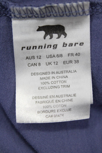 Running Bare Women Cropped Tank Purple Crewneck Cotton Solid Size 12