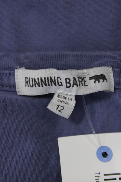 Running Bare Women Cropped Tank Purple Crewneck Cotton Solid Size 12
