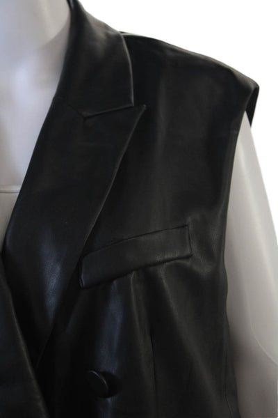 Zara Women's Sleeveless Double Breasted Faux Leather Vest Black Size XS