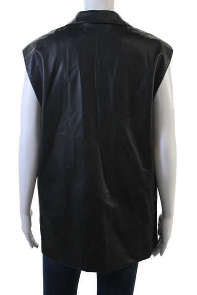 Zara Women's Sleeveless Double Breasted Faux Leather Vest Black Size XS