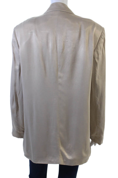 Zara Women's Long Sleeves Lined One Button Blazer Jacket Beige Size L