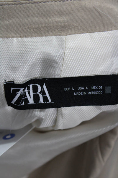 Zara Women's Long Sleeves Lined One Button Blazer Jacket Beige Size L