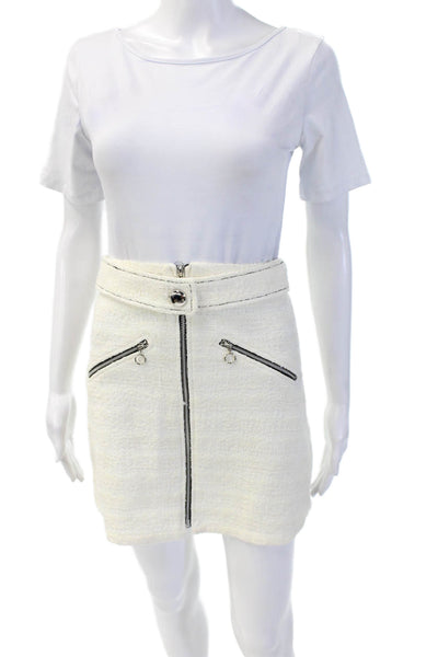 Zara Basic Women's Exposed Zip Unlined A-LIne Mini Skirt Cream Size XS