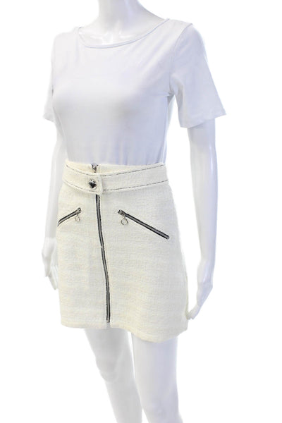 Zara Basic Women's Exposed Zip Unlined A-LIne Mini Skirt Cream Size XS