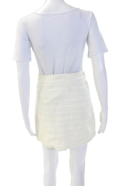 Zara Basic Women's Exposed Zip Unlined A-LIne Mini Skirt Cream Size XS