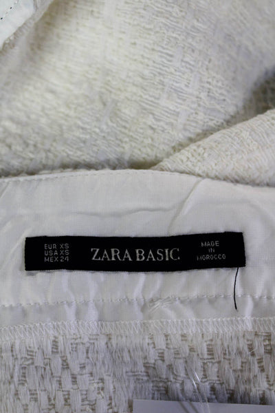 Zara Basic Women's Exposed Zip Unlined A-LIne Mini Skirt Cream Size XS