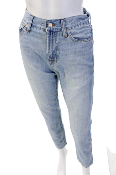 Madewell Unisex Ankle Straight Cropped Jeans Light Blue Mid-Rise Size 24