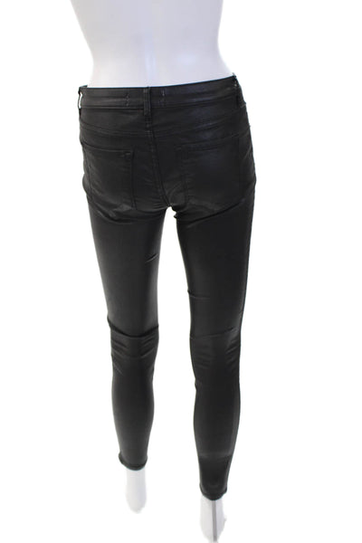 Zara Women Biker Jegging Black Mid-Rise Button 27in Inseam Size 2