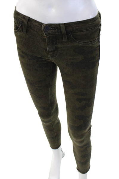 Hudson Women's Midrise Green Camouflage Skinny Pants Size 24