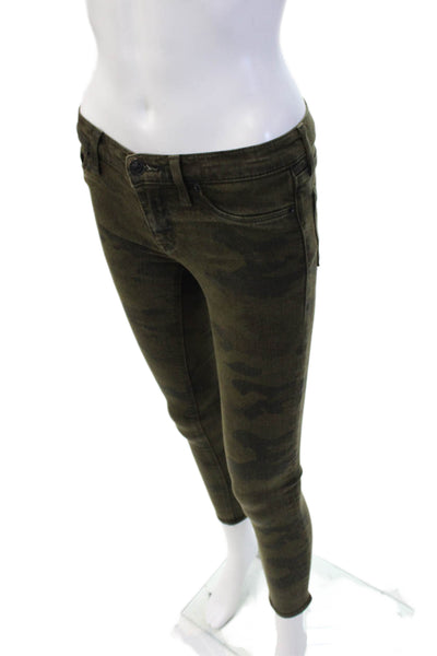 Hudson Women's Midrise Green Camouflage Skinny Pants Size 24