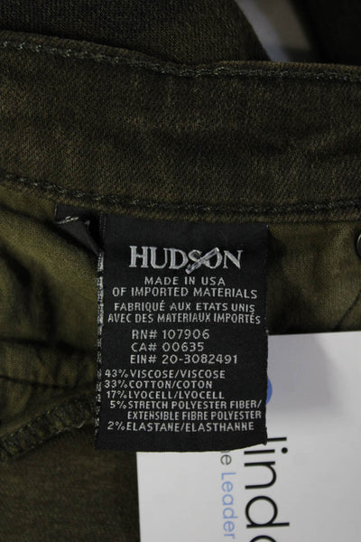 Hudson Women's Midrise Green Camouflage Skinny Pants Size 24