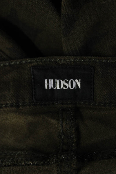 Hudson Women's Midrise Green Camouflage Skinny Pants Size 24
