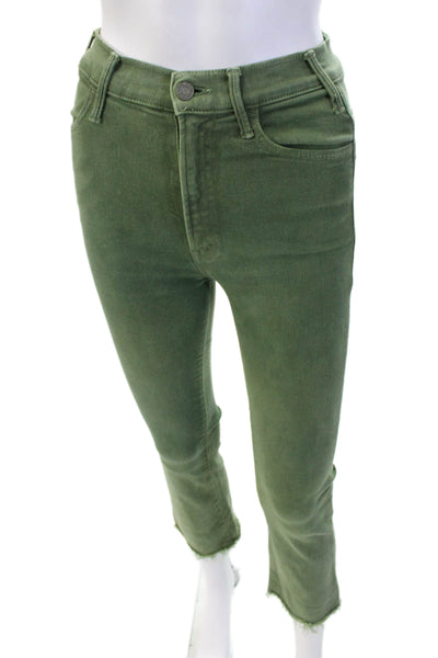 Mother Womens High Waist Skinny Ankle Cropped Jeans Green Size 23