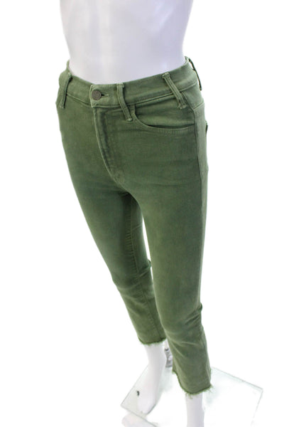 Mother Womens High Waist Skinny Ankle Cropped Jeans Green Size 23