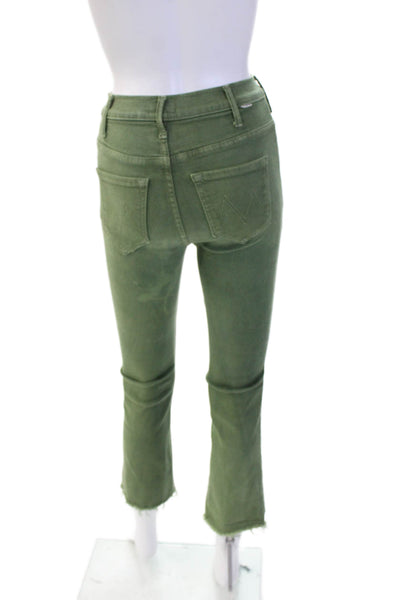 Mother Womens High Waist Skinny Ankle Cropped Jeans Green Size 23